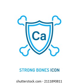 Fuerte icono de huesos sanos. Pictograma médico de salud humana. Signo de esquema útil para empaquetar el diseño gráfico web. Medicina, concepto de salud. Ilustración vectorial editable aislada en fondo blanco