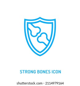 Strong Healthy Bones Icon. Human Health Medical Pictogram. Outline Sign Useful For Packaging Web Graphic Design. Medicine, Healthcare Concept. Editable Vector Illustration Isolated On White Background