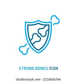 Strong healthy bones icon. Human health medical pictogram. Outline sign useful for packaging web graphic design. Medicine, healthcare concept. Editable vector illustration isolated on white background