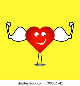 strong healthy heart vector heart character illustration 