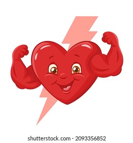 Strong and healthy human heart with big muscular arms
