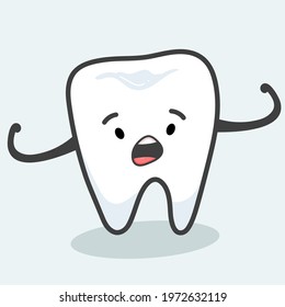 Strong and healthy tooth in flat style