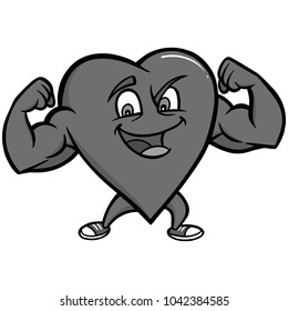 Strong Heart Character Illustration - A vector cartoon illustration of a Strong Heart concept.