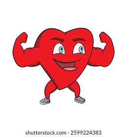 strong heart character isolated white backgroud