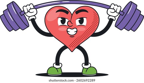 Strong heart emoticon lifting barbell