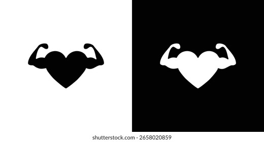 Strong heart icon of a flat style vector