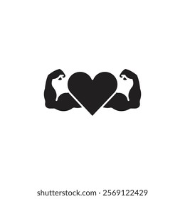 Strong heart icon Line Art Logo set