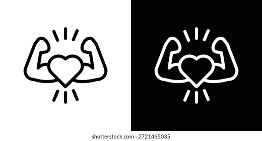 Strong heart icon logo concept in strokes