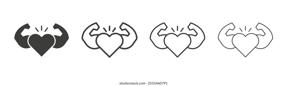 Strong heart icon pack. vector illustration