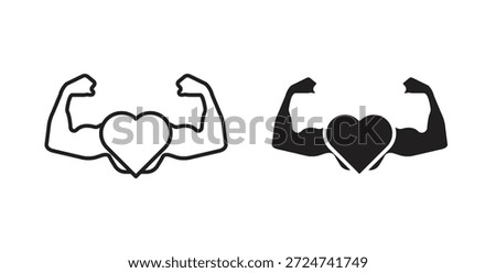 Strong heart icon simple vectors in black, suitable for projects