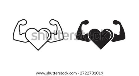Strong heart icon symbol. Vector EPS 10. line and glyph icon