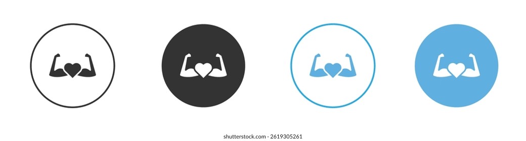 Conjunto gráfico de Vector de icono de corazón fuerte