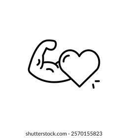 Strong heart icon Vector logo set flat