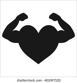 Strong heart simple icon on white  background