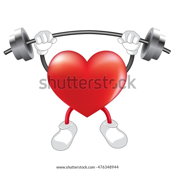 Strong Heart Weight Lifting Over Heart Stock Vector (Royalty Free