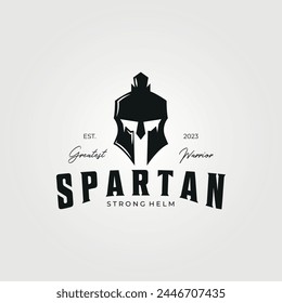 strong helmet of spartan logo typography icon vector vintage illustration 