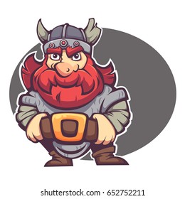 strong hero, vector image of fantasy dwarf or viking for your logo or mascot