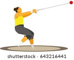 Strong high woman is hammer thrower