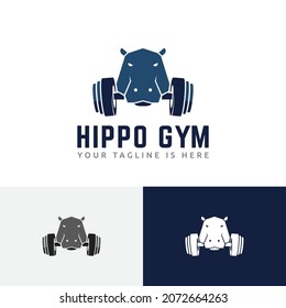 Strong Hippo Gym Barbell Workout Healthy Lifestyle Logo