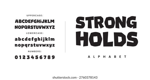 Strong holds bold chunky display font for kids book cover and playful poster design alphabet