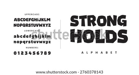 Strong holds bold chunky display font for kids book cover and playful poster design alphabet