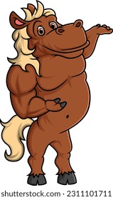 Strong horse cartoon posing mascot character of illustration