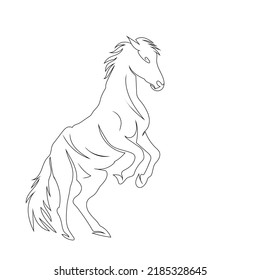 Strong Horse line art drawing style, The horse sketch black linear isolated on white background, And the best horse head line art vector illustration.