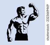 Strong Human Body Builder, logo, icon, Muscle, vector isolated