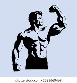 Strong Human Body Builder, logo, icon, Muscle, vector isolated