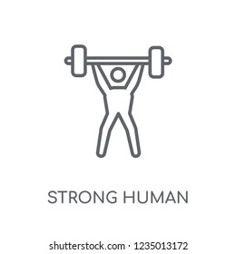 strong human linear icon. Modern outline strong human logo concept on white background from Feelings collection. Suitable for use on web apps, mobile apps and print media.