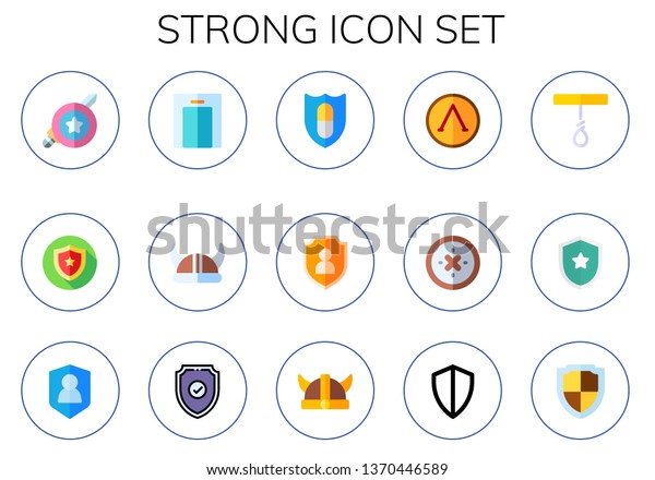 Strong Icon Set 15 Flat Strong Stock Vector (Royalty Free) 1370446589 ...