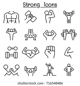 Strong icon set in thin line style