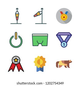 strong icon set. vector set about wind sign, wolverine, medal and boxer icons set.