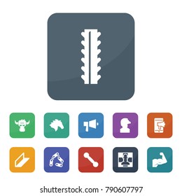 Strong icons. vector collection filled strong icons such as horse, chain, steel rebar, rolled metal, chess, bull, megaphone, dumbbell