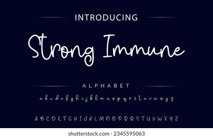 Strong Immune calligraphy script. Vector alphabet.