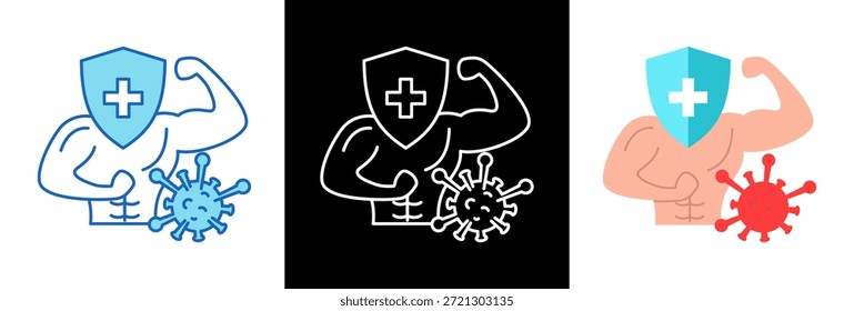 Ilustración vectorial de estilo triple Strong Immunity Icon
