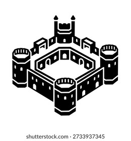 A strong and imposing medieval castle, a symbol of historical architecture and defense, with towers and walls.