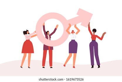 Strong and independent women hold the female symbol