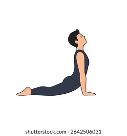 Strong Individual in Yoga Cobra Pose Isolated on Pure White Background Spinal Health