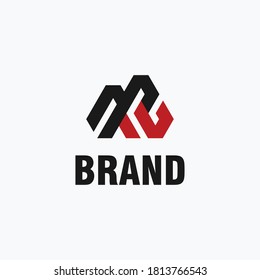 Strong initial letter M and W shaped as mountain logo template