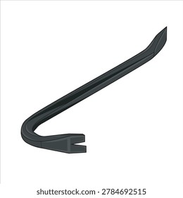 A strong, isolated vector rendering of a classic gooseneck wrecking crowbar. This essential demolition tool is depicted in an all-black steel finish, featuring the characteristic curved gooseneck with a deep-notched nail-pulling claw on one end and a chisel point on the other. Designed for prying, leveraging, and heavy-duty demolition work in construction and restoration, this graphic provides a clean, detailed representation for industry guides and safety manuals.A strong, isolated vector rendering of a classic gooseneck wrecking crowbar. This essential demolition tool is depicted in an all-black steel finish, featuring the characteristic curved gooseneck with a deep-notched nail-pulling claw on one end and a chisel point on the other. Designed for prying, leveraging, and heavy-duty demolition work in construction and restoration, this graphic provides a clean, detailed representation for industry guides and safety manuals.