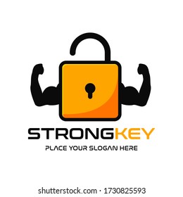 Strong key vector logo template. This design use human hand symbol. Suitable for lock or security business.