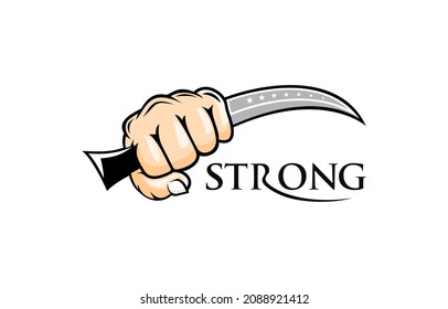 Strong with knife design vector template
