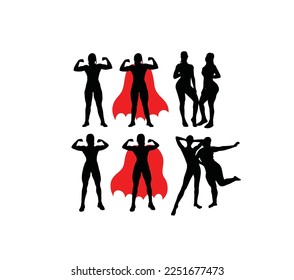 Strong Lady Silhouettes, art vector design 