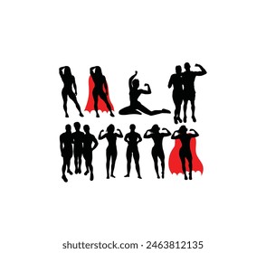 Strong Lady Silhouettes, art vector design
