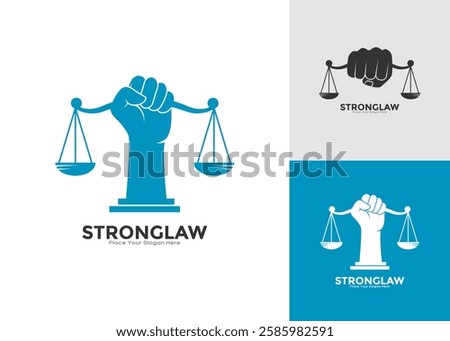 Strong law logo vector design. Suitable for business, law firm, attorney and hand symbol