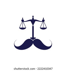 Strong law vector logo design concept. Scale and mustache icon vector design.	