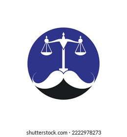 Strong law vector logo design concept. Scale and mustache icon vector design.	