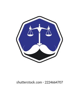 Strong Law Vector Logo Design Concept. Scale And Mustache Icon Vector Design.	
