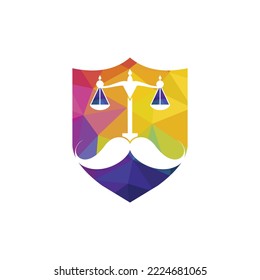 Strong Law Vector Logo Design Concept. Scale And Mustache Icon Vector Design.	
